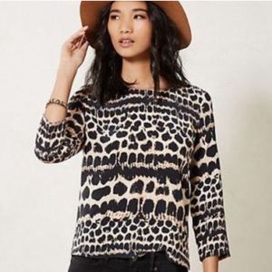 Anthropologie Maeve Linosa silk printed top